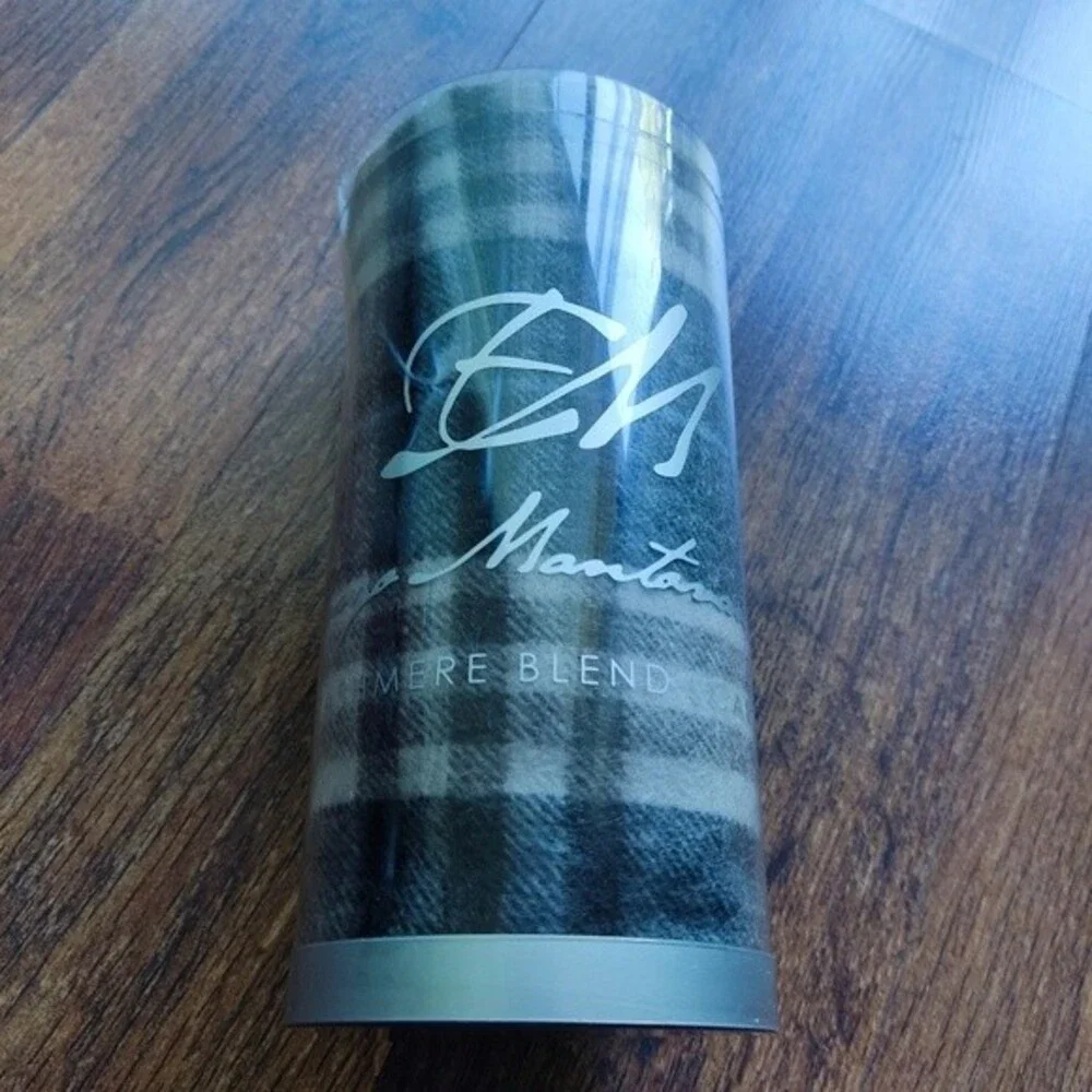 Enzo Mantovani Brown Plaid Cashmere Wool Scarf